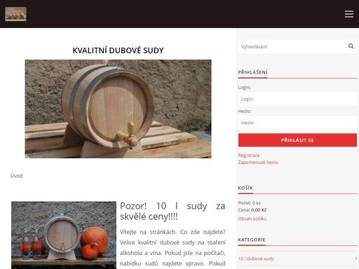e-shop zabývající se prodejem nových dubových sudů
