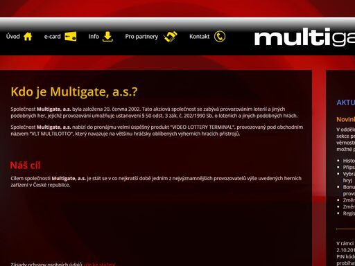 provozování loterií, elektromechanických rulet, pronájem vlt multilotto