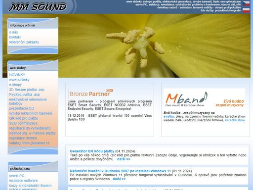 mm sound - vytvoříme www stránky, eshopy, portály, bannery, flash, seo optimalizace, poradíme s detektory radarů - antiradary, laserové rušičky. tíží vás bodový systém - pomůžeme s obranou proti pokutám, foto, produktová fotografie.