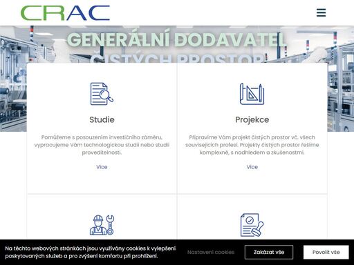 generální dodavatel
čistých prostor    

studie 

pomůžeme s posouzením investičního záměru, vypracujeme vám technologickou studii nebo studii proveditelnosti. 
více  

projekce 
připravíme vám projekt čistých prostor vč. všech souvisejících profesí.