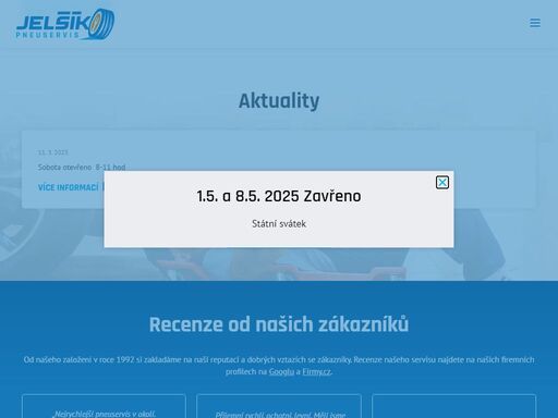 rodinná firma pneuservis jelšík provozuje rychlý, spolehlivý a profesionální pneuservis a autoservis. nabízíme kompletní pneuservisní práce, prodej pneu za výhodné ceny a nadstandardní služby, od sezónního uskladnění pneu po hustění pneu speciálním inertním plynem.