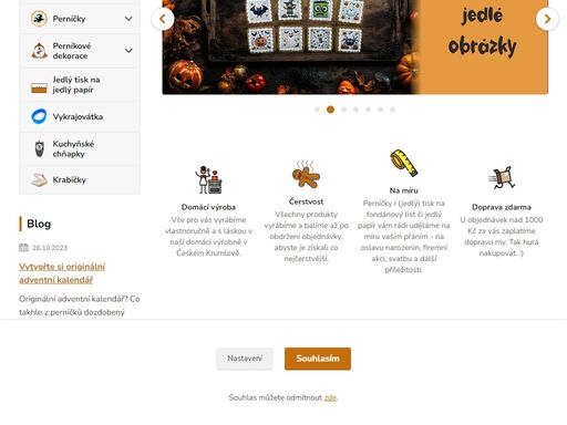 jedu na perníku - domácí výroba perníčků a tisk na jedlý papír a fondánové listy. mikulášská nadílka, velikonoční nadílka, jedlé zápichy do dortů a mnoho dalšího.