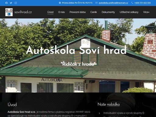 autoškola soví hrad s.r.o. je rodinná firma s platnou registrací mhmp, která se specializuje na individuální výuku a výcvik pro skupinu b s manuální i automatickou převodovkou - více o nás zde. naše autoškola se nachází na okraji prahy s dobrou dostupností info.