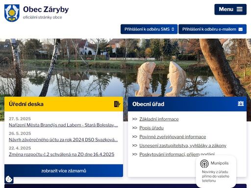 obec záryby leží na levém břehu řeky labe v severozápadním cípu okresu praha-východ mezi městy brandýsem nad labem - starou boleslaví a kostelcem nad labem.