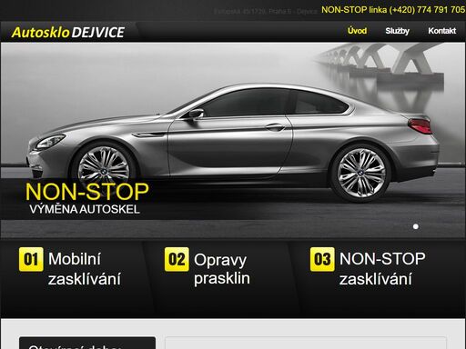 autosklo servis v praze 6. montáž a výměna autoskel, mobilní zasklívání, vyřízení formalit s pojišťovnou. non-stop linka (+420) 774 791 705. evropská 49/1729, 160 00 praha 6.