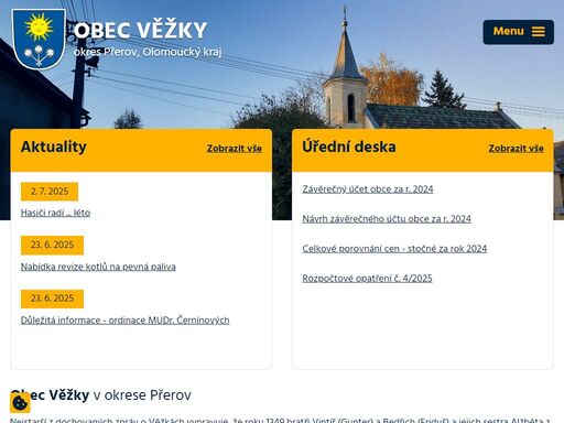 obec věžky, olomoucký kraj, přerov věžky jsou obec ležící v okrese přerov. mají 201 obyvatel a jsou v mikroregionu moštěnka.