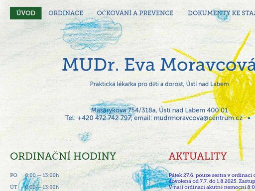 mudr. eva moravcová - praktická lékařka pro děti a dorost, ústí nad labem
