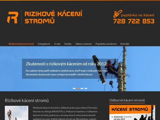 rikastr.cz nabízí rizikové kácení stromů. kácení stromů provádíme především ve středních čechách, benešov, kutná hora, sázava, kolín, vlašim