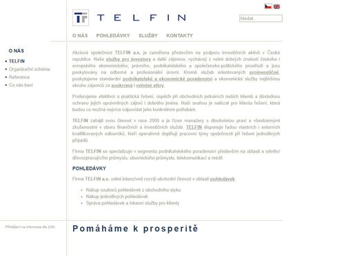 telfin - nákup a vymáhání pohledávek, podpora investorských aktivit v české republice