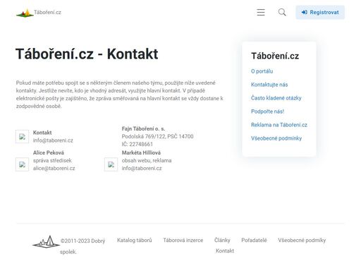 web táboření.cz obsahuje dětské tábory, táborové hry i články rozebírající táborovou tématiku.