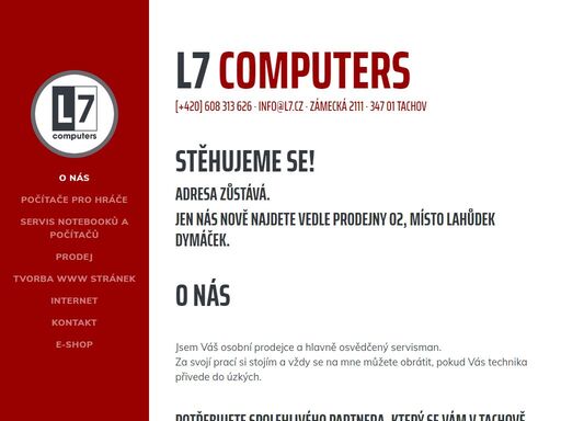 l7 computers tachov. prodej, servis a opravy počítačů, notebooků, laptopů. tvorba webových stránek. poradenství.