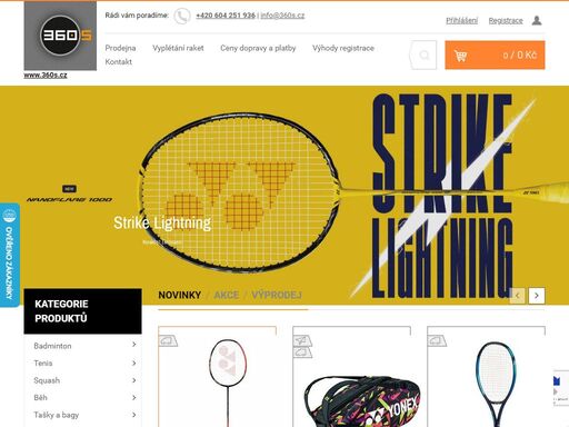 internetový obchod - zaměřený na badminton a tenis. vyberte si u nás badmintonovou raketu,tenisovou raketu, bag na badminton, squash, tenis od značek - yonex, head, victor, babolat