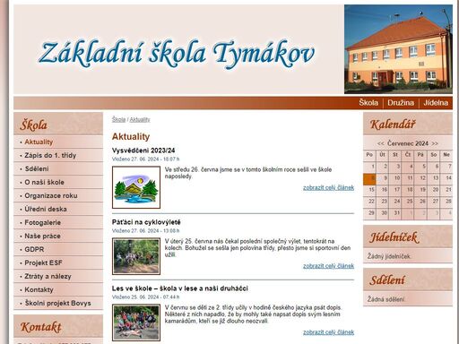 oficiální stránky základní školy tymákov