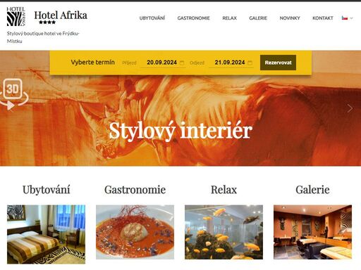 boutique hotel afrika vám nabízí stylové ubytování v centru frýdku-místku. poloha hotelu je strategicky výhodná vzhledem k blízkosti beskyd, přístupu do polska a zároveň i moravskoslezské metropole ostravy.