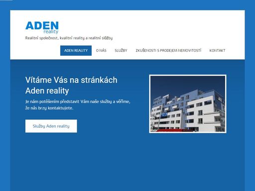 aden reality zajišťují prodej a pronájem nemovitostí, domů, bytů a pozemků v praze a také ve středních čechách. poskutujeme konzultační činnost v oblasit nemovitostí