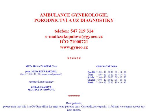 ambulance gynekologie porodnictví a uz diagnostiky