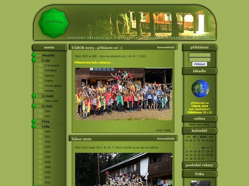 stránky občanského sdružení smaragd zabývajícího se organizováním volnočasové činnosti dětí a mládeže