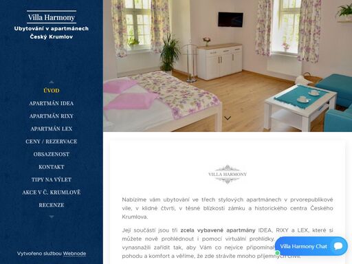 villa harmony - ubytování v apartmánech v českém krumlově v blízkosti historického centra