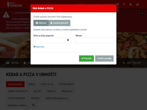 n&a kebab a pizza | objednej online - jídlo365.cz
