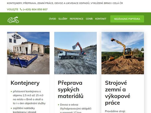 brnokontejnery.cz (kontejnery brno) - nákladní a kontejnerová doprava, výkopové a zemní práce, likvidace a odvoz odpadu