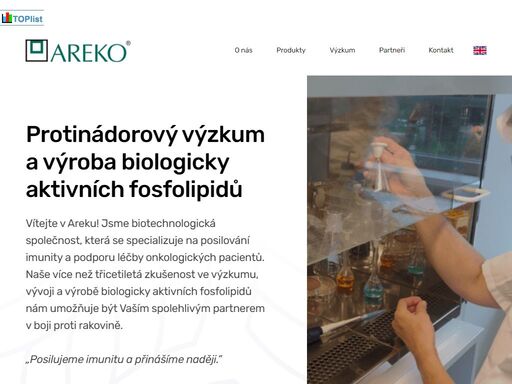 areko je soukromá biotechnologická firma s hlavním sídlem v praze a výzkumným střediskem a výrobnou v benátkách na jizerou.
