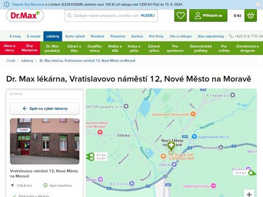 dr. max lékárna, vratislavovo náměstí 12, nové město na moravě | dr. max lékárna