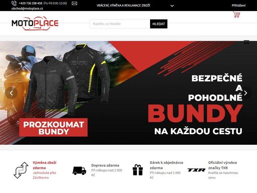 motoplace.cz ? - oficiální výrobci a distributoři motorkářského oblečení značky txr s dopravou zdarma od 2 000 kč a snadnou výměnou zboží. ??