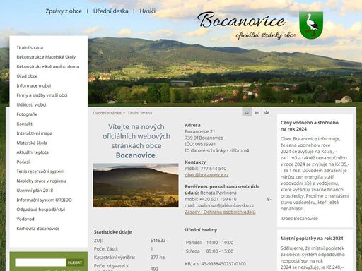oficiální stránky obce bocanovice