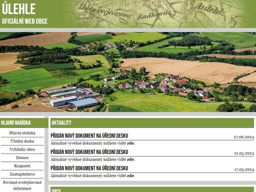 oficiální webové stránky obce úlehle - vývěsní deska, informace a fotografie.