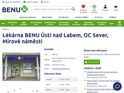 ?bezbariérová lékárna s konzultační místností a homeopatickou poradnou. zaměřuje se na dermokosmetiku, dětský sortiment, geriatrickou péči, speciální výživu.?