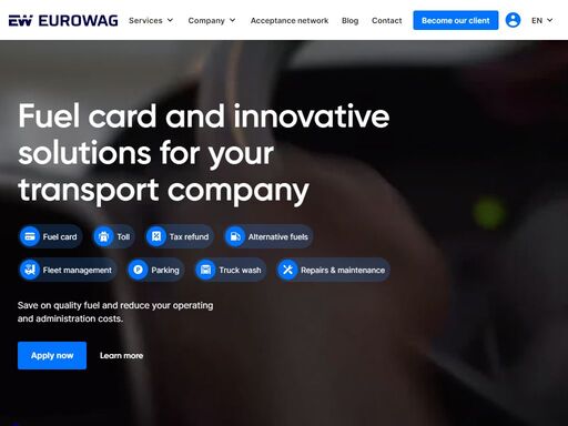 optimize your transport business with eurowag's comprehensive solutions: fuel cards, toll services, fleet management, tax refunds, and more. streamline operations and save across europe.