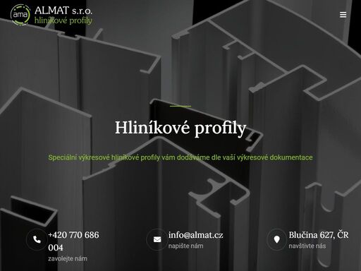 almat ama s.r.o. hliníkové profily - výroba výkresových a standartních hliníkových profilů
