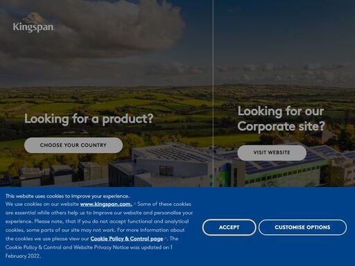 looking for a product? use our country selector to visit your local site. looking for our corporate site? visit kingspan group for our latest results.