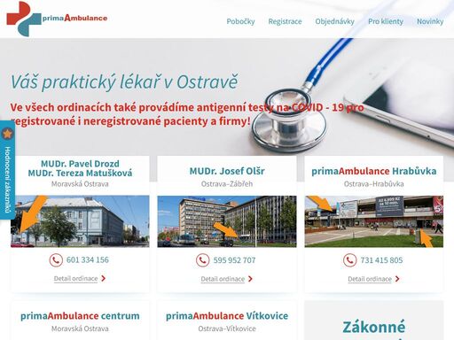 primaambulance sdružuje 5 ordinací praktických lékařů pro dospělé v ostravě.