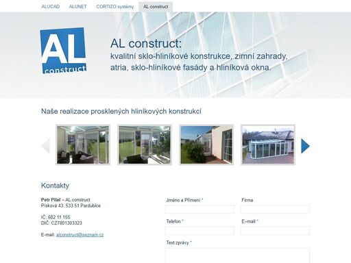 al construct navrhuje, realizuje a dodává kvalitní zimní zahrady, sklo-hliníkové konstrukce, sklo-hliníkové fasády a hliníková okna.