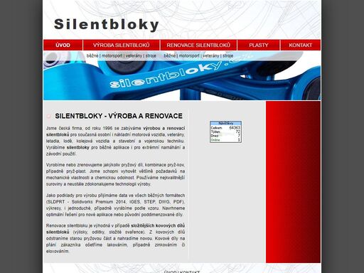 silentbloky pro vás vyrábíme a renovujeme. jsme česká firma, od roku 1996 se zabýváme výrobou a renovací silentbloků.