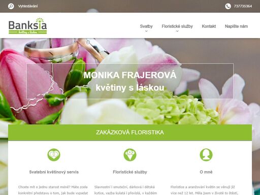 monika frajerová - banksia.cz, svatební kytice, svatební květinový servis, dárková vazba, aranžování živých, sušených a umělých květin.