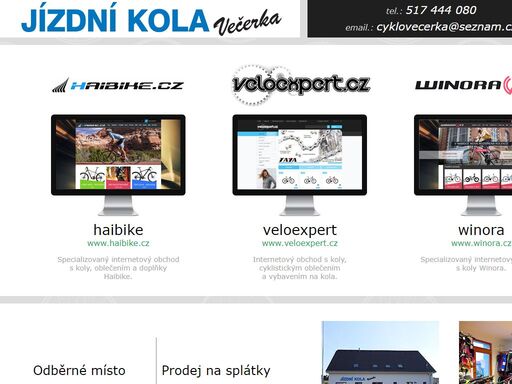 informační stránky společnosti, která prodává jízdní kola, elektrokola, elektrokoloběžky a cyklo doplňky, cyklovečerka
