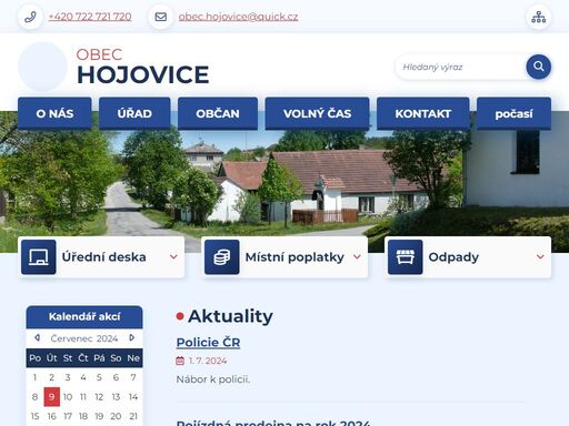oficiální stránky obce hojovice