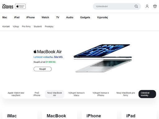 istores je největším apple premium partnerem v české a slovenské republice. věnuje se prodeji výrobků apple - iphone, ipad, mac, apple watch, ipod a příslušenství.