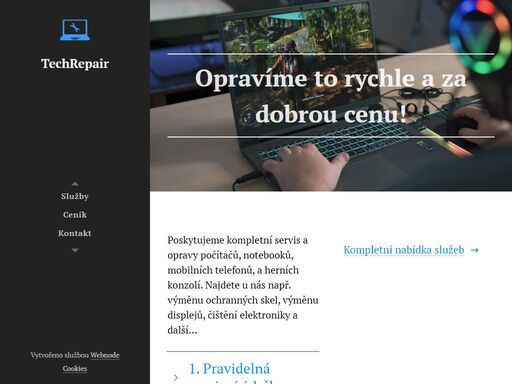 poskytujeme kompletní servis a opravy počítačů, notebooků, mobilních telefonů, a herních konzolí. najdete u nás např. výměnu ochranných skel, výměnu displejů, čištění elektroniky a další...