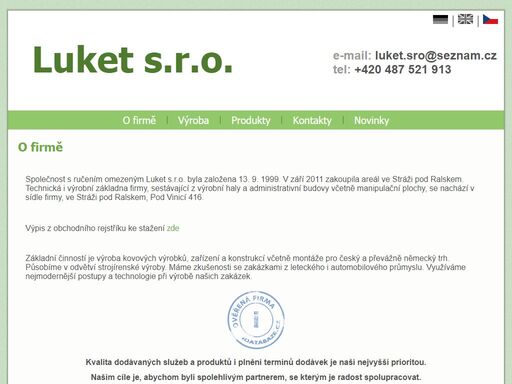 webový portál firmy luket s.r.o.
