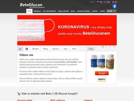 nabízíme jeden z nejlepších produktů beta - 1,3 d glucan na trhu. produkt nabízíme za nejnižší cenu. jedná se o přímý dovoz od výrobce. prodej na www.prirodniprevence.cz.