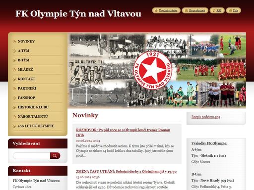 vítejte na oficiální stránce fotbalového klubu olympie týn nad vltavou. stránka nabízí aktuální informace, fotografie, videa a další zajímavosti z dění v olympii!
