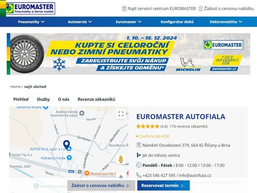 autoservisní centrum euromaster, opravy a údržba vozidel, široká nabídka pneumatik - říčany u brna 664 82