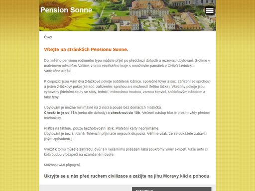 prezentace pensionu rodinného typu ve valticích