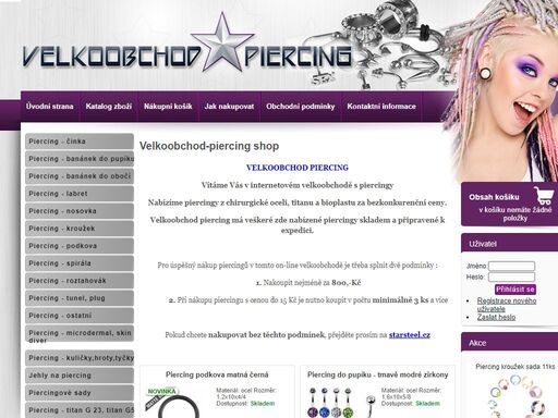 bezkonkurenční ceny piercingů z oceli, titanu, bioplastu. piercing velkoobchodní prodej.