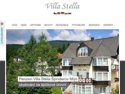 apartmánový dům penzion villa stella stojí  v krkonošském středisku špindlerův mlýn části bedřichov, což je klidná část  města se širokou infrastrukturou volnočasových aktivit. 