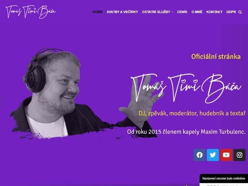 oficiální stránka zpěváka, moderátora, hudebníka a textaře tomáše báči. člen kapely maxim turbulenc. dj timi - svatby a akce na klíč.