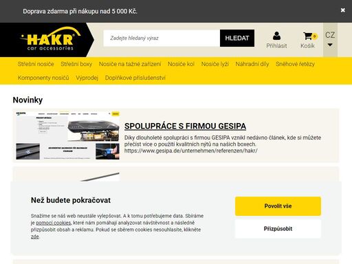 specialista na střešní nosiče, autoboxy a nosiče kol ? firemní prodejny v brně, ostravě a praze ? design a kvalita hakr ? vše skladem a rychlé dodání ?